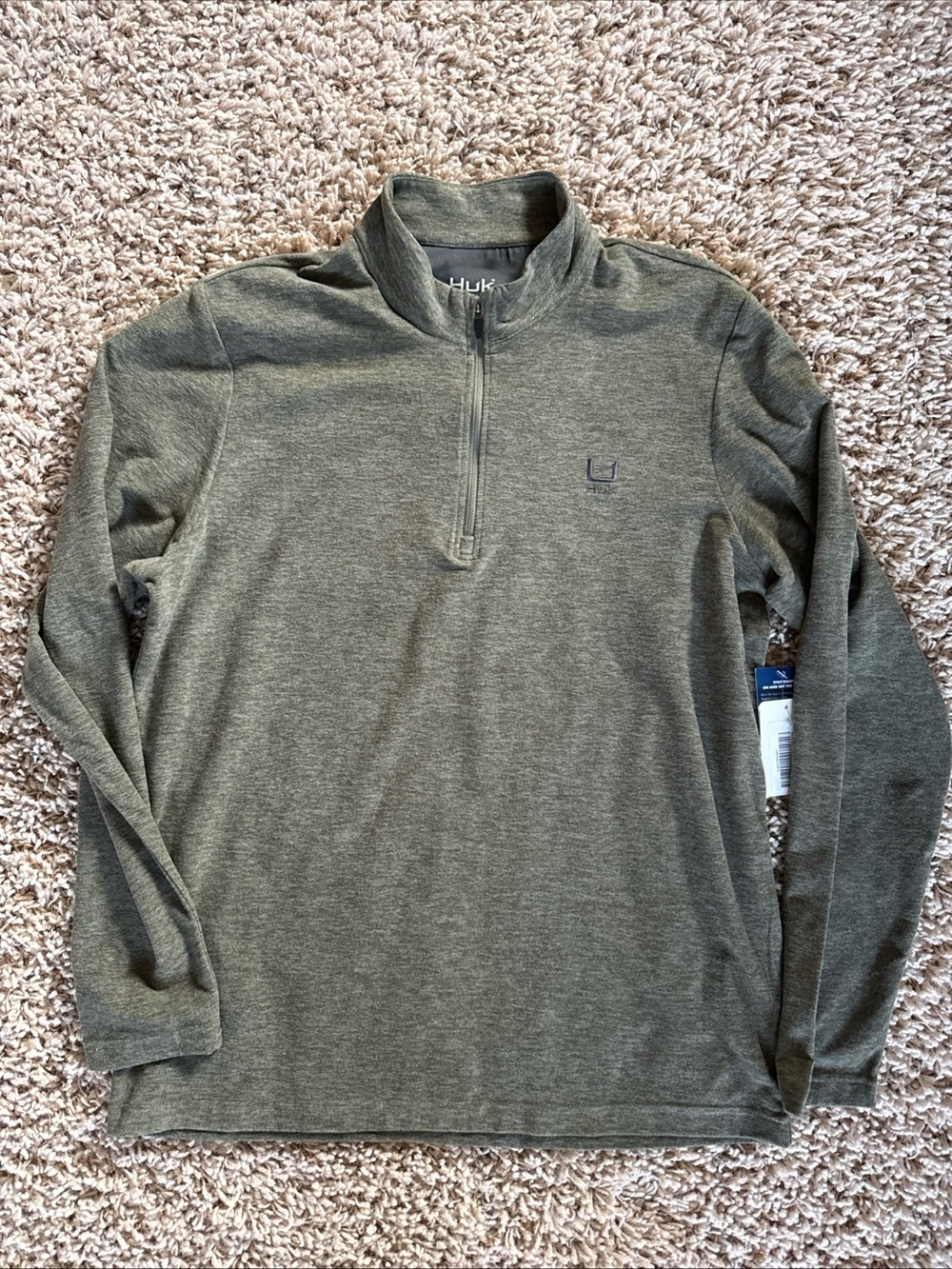 Huk Olive Logo 1/4 Zip Pullover